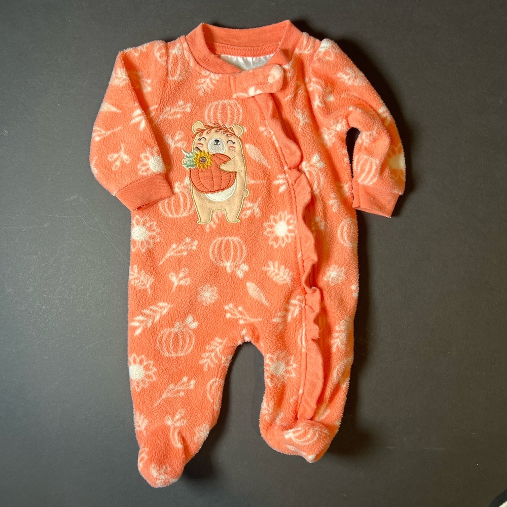 3/$12 💥♻ Koala Baby Coral Peach Embroidered Bear Sleeper | Size  Newborn | 3490